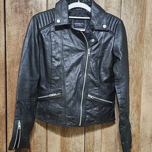 Barney's Originals Black Genuine Leather Moto Jacket Womens 8 / XS
